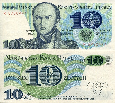 Poland 10 Zlotych Pick Number: 148a UNC Banknote
