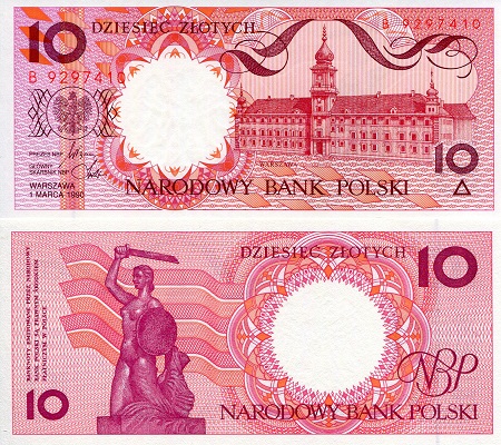 Poland 10 Zlotych Pick Number: 167 UNC Banknote