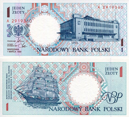 Poland 1 Zloty Pick Number: 164 UNC Banknote