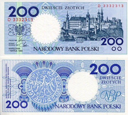 Poland 200 Zlotych Pick Number: 171 UNC Banknote