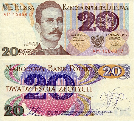 Poland 20 Zlotych Pick Number: 149b UNC Banknote