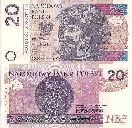 Poland 20 Zlotych Pick Number: 184b UNC Banknote