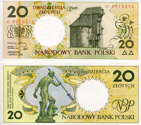 Poland 20 Zlotych Pick Number: 168 UNC Banknote