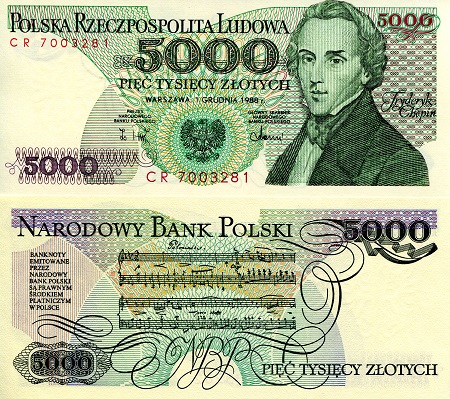 Poland 5000 Zlotych Pick Number: 150c UNC Banknote