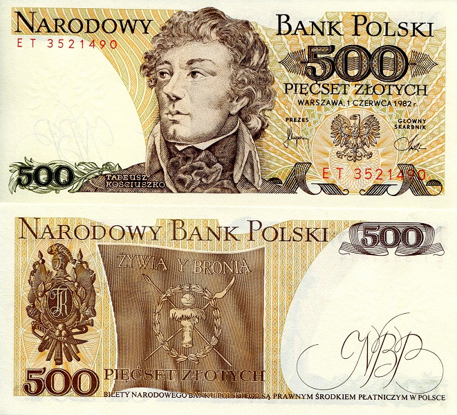 Poland 500 Zlotych Pick Number: 145d UNC Banknote