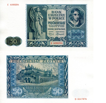 Poland 50 Zlotych Pick Number: 102 aUNC/XF Banknote