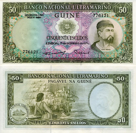 Portuguese Guinea 50 Escudos Pick Number: 44a UNC Banknote