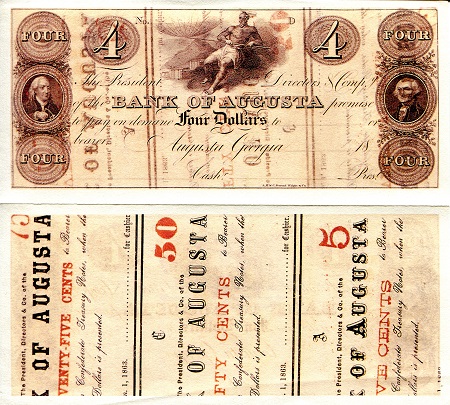 USA - Current Issues 4 Dollars Pick Number: Bank of Augusta XF Banknote