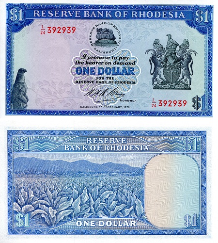 Rhodesia 1 Dollar Pick Number: 30a UNC Banknote