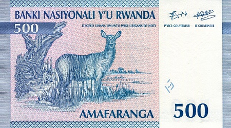 Rwanda 500 Francs UNC pick #: 23a