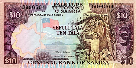 Samoa 10 Tala Pick Number: 34a aUNC Banknote