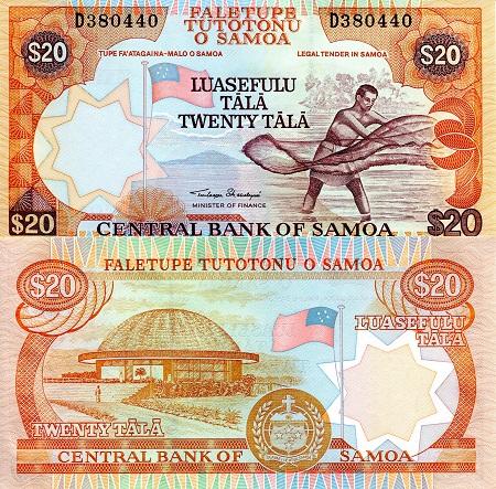 Samoa 20 Dollars Pick Number: 35a UNC Banknote