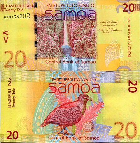 Samoa 20 Tala Pick Number: 40c UNC Banknote