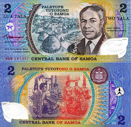 Samoa 2 Tala Pick Number: 31 AAN UNC Banknote