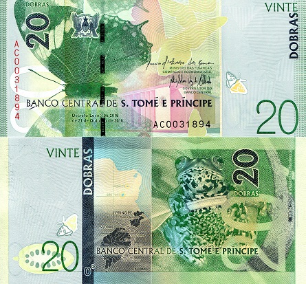Sao Tome (Saint Thomas & Prince) 20 Dobras Pick Number: 72a UNC Banknote