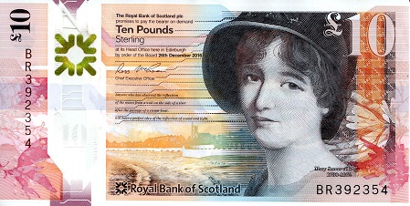 Scotland 10 Pounds Pick Number: New VF+ Banknote