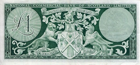 Scotland 1 Pound XF/VF - center fold (See large scan) pick #: 369a