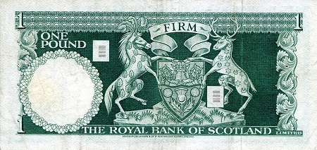 Scotland 1 Pound VF/F (see large scan) pick #: 329