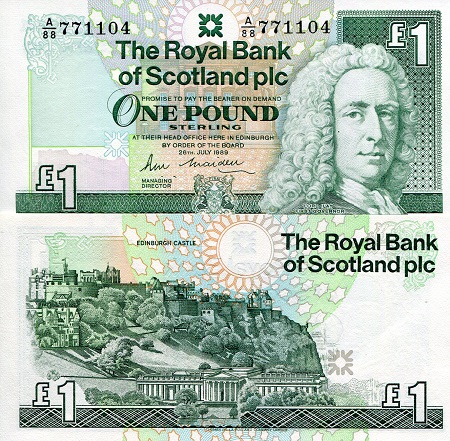 Scotland 1 Pound Pick Number: 351a UNC Banknote