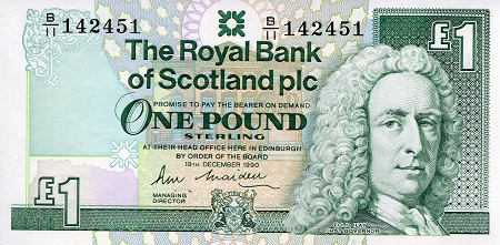 Scotland 1 Pound Pick Number: 351a UNC Banknote