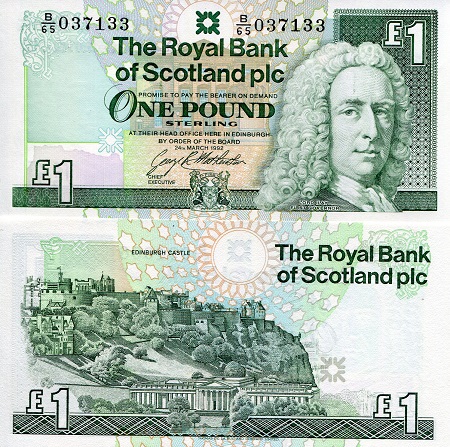 Scotland 1 Pound Pick Number: 351c UNC Banknote