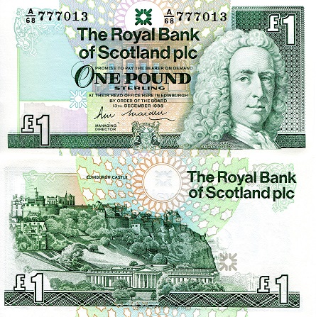 Scotland 1 Pound Pick Number: 351a UNC Banknote