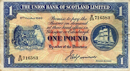 Scotland 1 Pound Pick Number: S816a VG (see large scan) Banknote