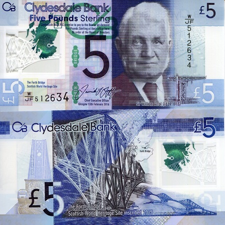 Scotland 5 Pounds Pick Number: 229Oa UNC Banknote