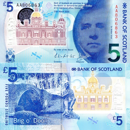 Scotland 5 Pounds Pick Number: New UNC Banknote