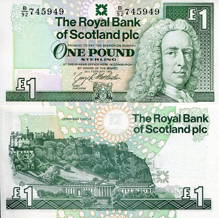 Scotland 1 Pound Pick Number: 351c UNC Banknote