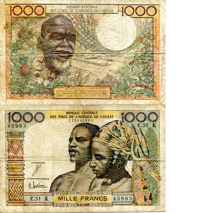 Senegal 1,000 Francs Pick Number: 703-Ke VG (see large scan) Banknote