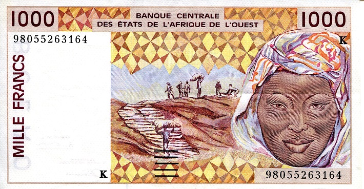 Senegal 1,000 Francs Pick Number: 711-Kg XF/VF (see scan) Banknote