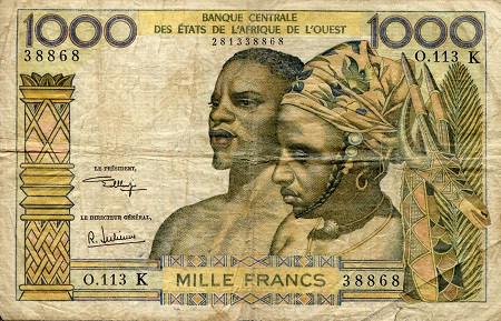 Senegal 1,000 Francs Pick Number: 703Kj VG (see large scan) Banknote