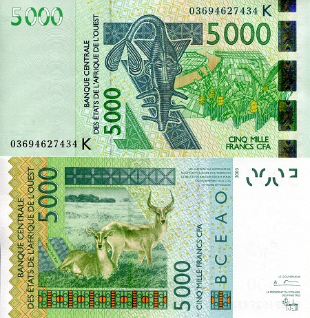 Senegal 5,000 Francs Pick Number: 717Ka UNC Banknote