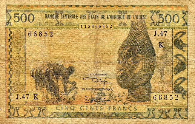 Senegal 500 Francs VG pick #: 702kk