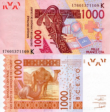 Senegal 1,000 Francs Pick Number: 715Kq UNC Banknote