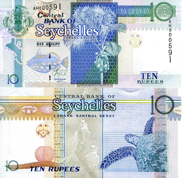 Seychelles 10 Rupees Pick Number: 42a UNC Banknote