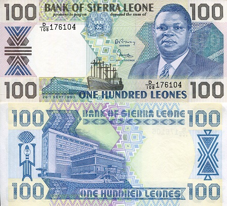 Sierra Leone 100 Leone Pick Number: 18c UNC Banknote