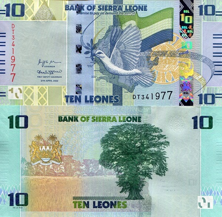 Sierra Leone 10 Leones Pick Number: New UNC Banknote