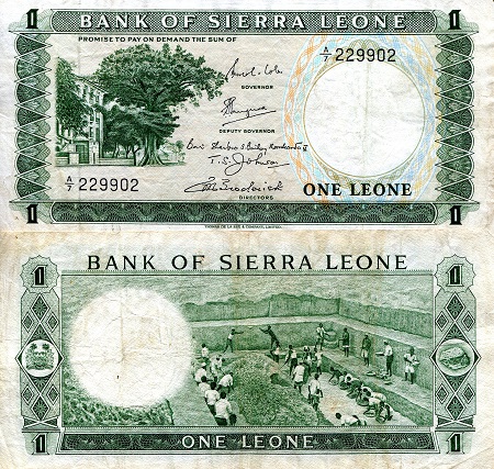 Sierra Leone 1 Leone Pick Number: 1b VF/F (see large scan) Banknote