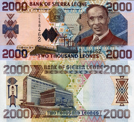 Sierra Leone 2,000 Leones Pick Number: 26a UNC Banknote