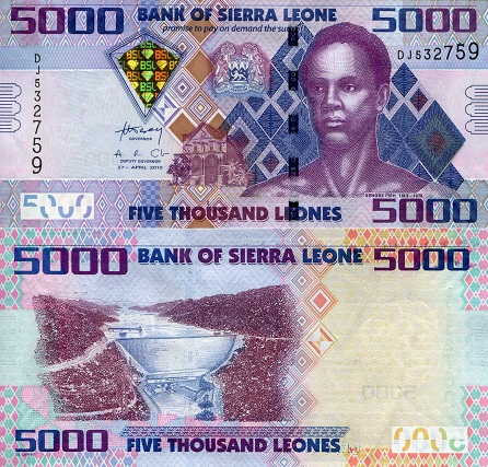 Sierra Leone 5,000 Leones Pick Number: 32a UNC Banknote