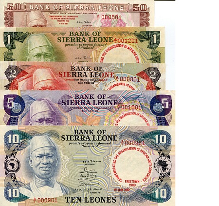 Sierra Leone 50 - 10 Cents - Leone Pick Number: 9 - 13 aUNC/XF (see large scan) Banknote