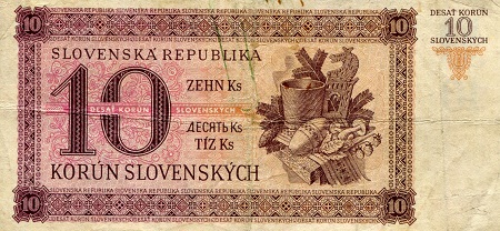 Slovakia 10 Korun F/VG+ (see large scan) pick #: 6a