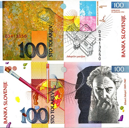 Slovenia 100 Tolarjev Pick Number: 14a UNC Banknote