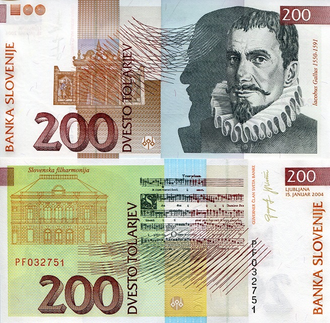 Slovenia 200 Tolarjev Pick Number: 15d UNC Banknote