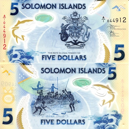 Solomon Islands 5 Dollars Pick Number: New UNC Banknote