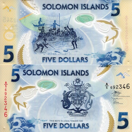 Solomon Islands 5 Dollars Pick Number: New UNC Banknote