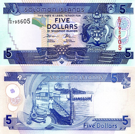 Solomon Islands 5 Dollars Pick Number: 26d UNC Banknote