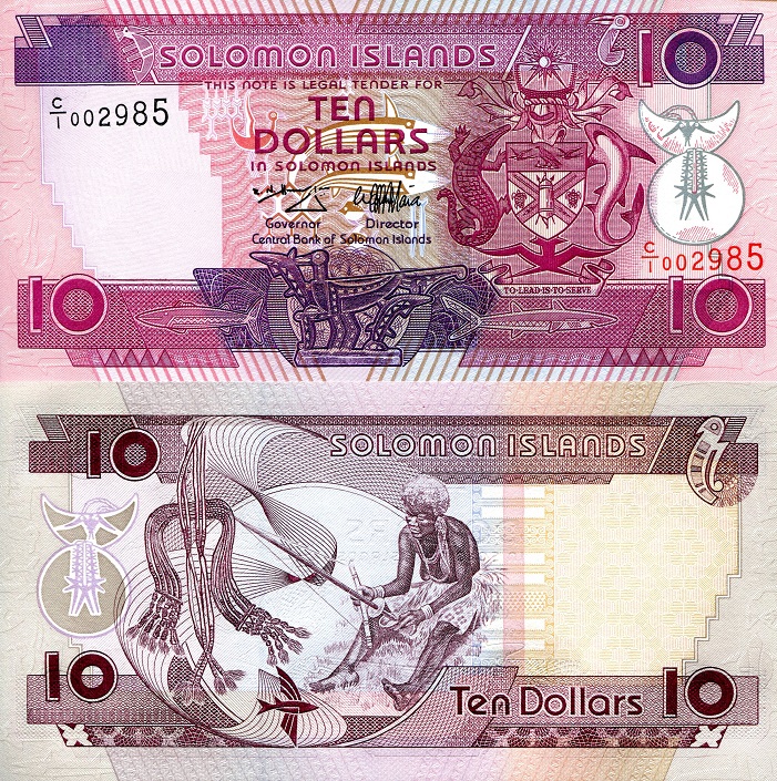 Solomon Islands 10 Dollars Pick Number: 20 UNC Banknote